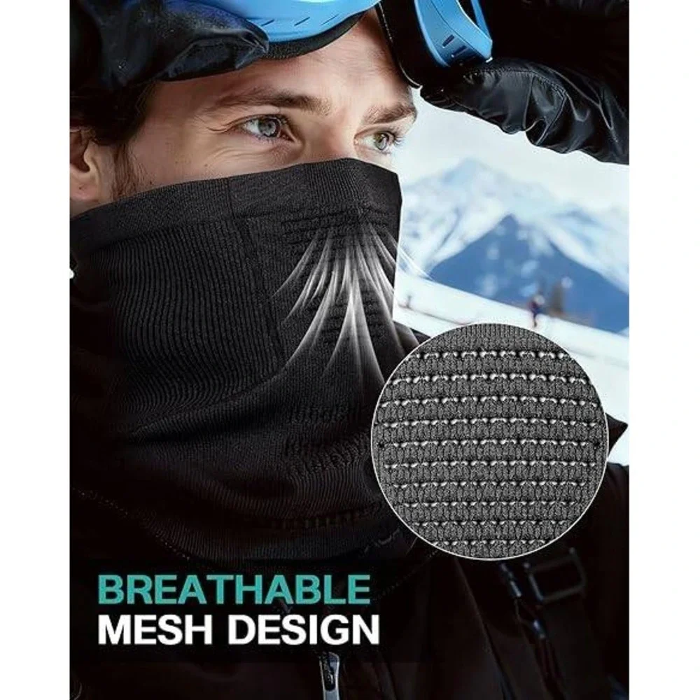 AOPREL One Size Black Winter Neck Gaiter Windproof Neck Warmer Scarf Breathable